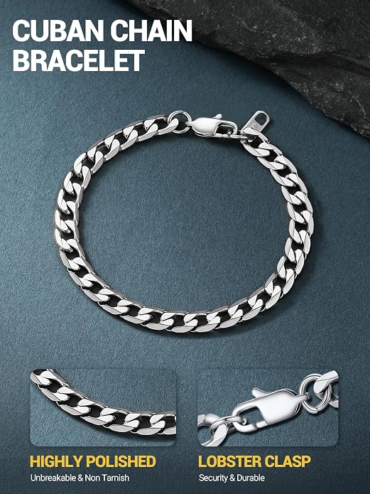 Pulsera Figaro para Hombre en Acero Inoxidable miniatura 4