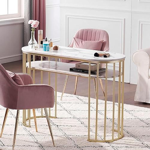 Miniatura 2 de BarberPub Manicura Mesa De Uñas De Mármol Textura Salon Nail Desk Home Spa Belleza Estilista Equipo 2400