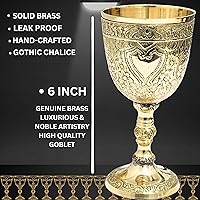 Vista 7 de Royal Wine Goblet Solid Brass Handmade Premium Wine Cup Medieval Decor Gothic Chalice Ancient Elegant Wine Goblet (Pack of - 1)