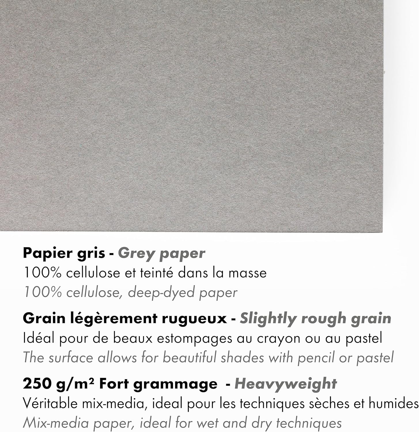 Clairefontaine Paint'ON Grey Paper Pad, 250 g, A3, 30 Sheets