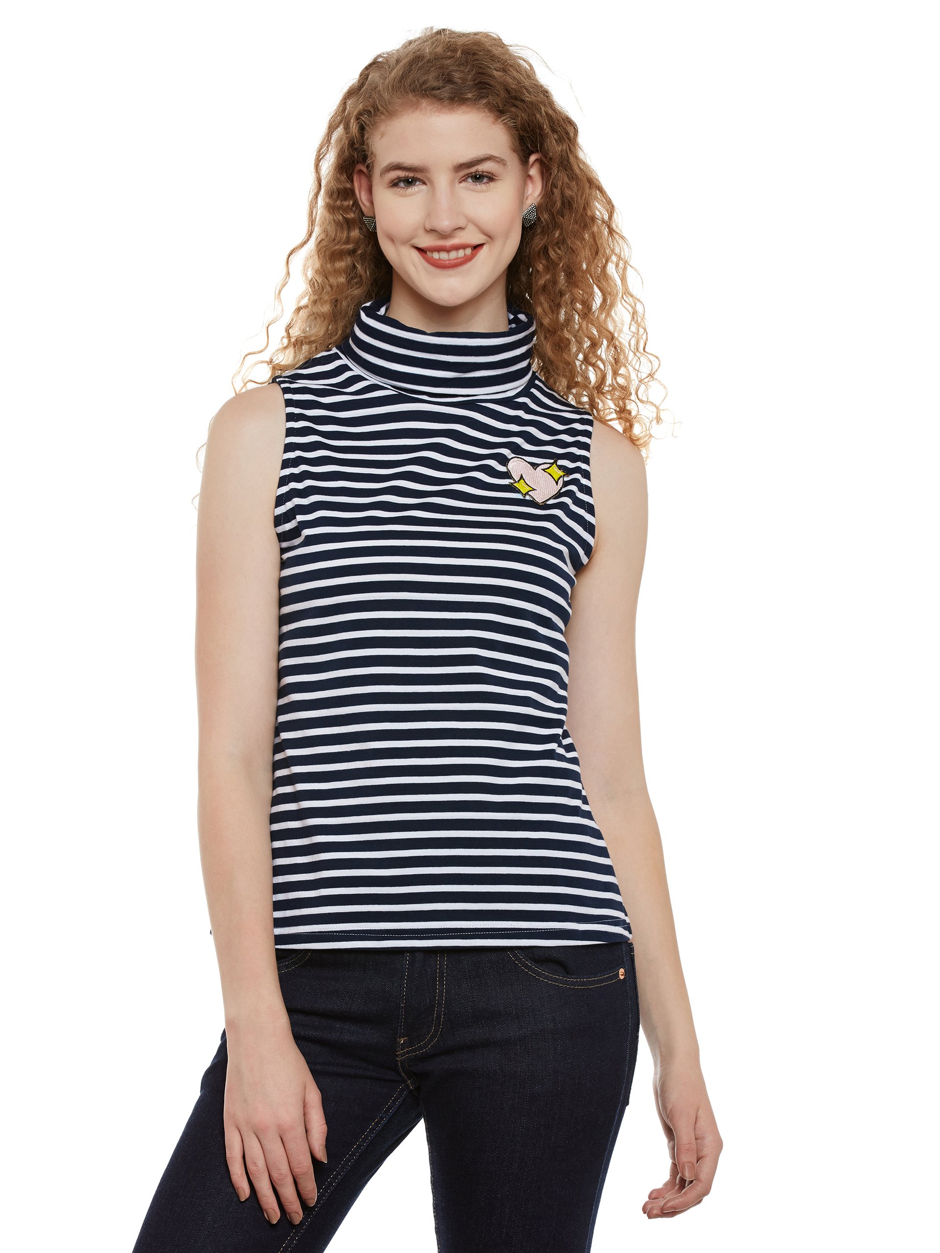 Women's Blue and White Striped Top