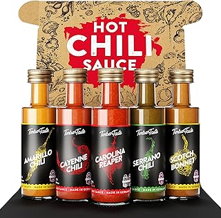 TIMBER TASTE® Color Hot Sauce Gift Set [5x1.35 oz] Hot Sauce Variety Pack - Spicy Condiment Set for Heat Lovers in Mini Bottles - Gourmet Spicy Food Gifts for Women & Men - Birthday Gifts for Men