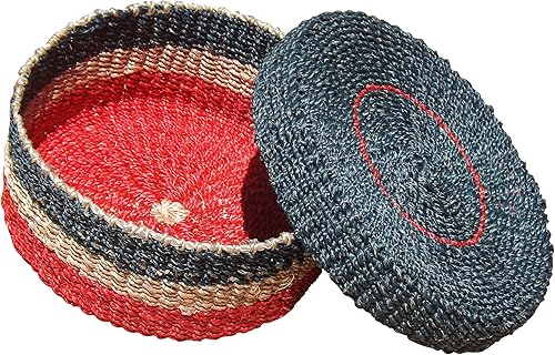 Miniatura 4 de Cesta de tortilla de abaca hecha a mano roja