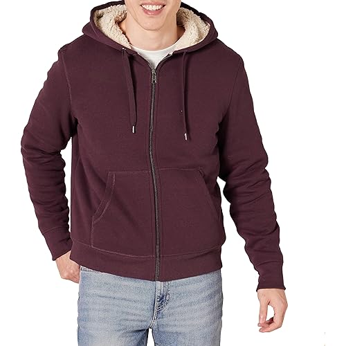 Amazon Essentials Men's Sherpa-Lined Full-Zip Fleece Hoodie