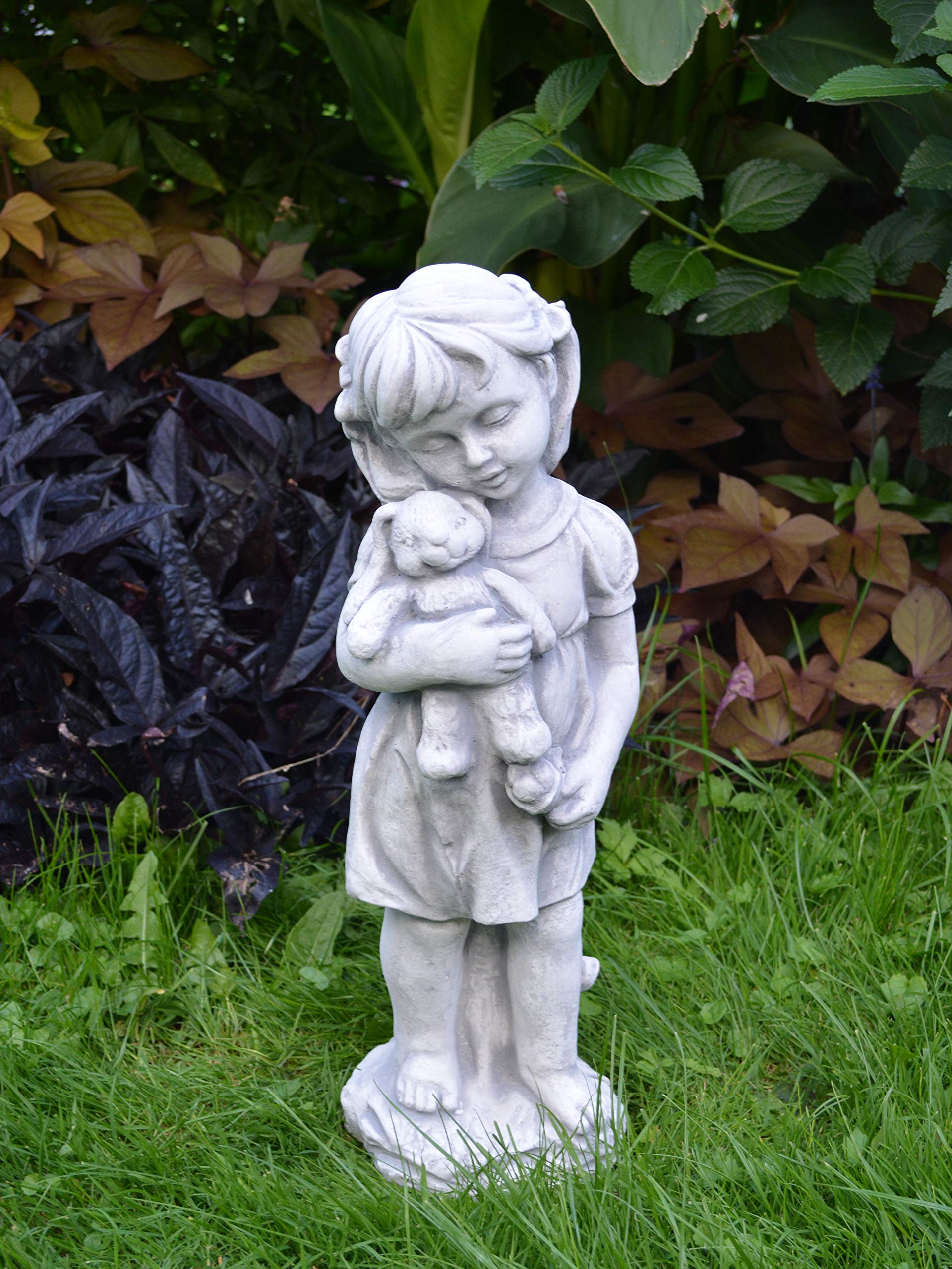 gartendekoparadies.de Set Ragazzo e Bambina Figura Pietra H 42/43 cm 12 kg Grigio Resistente al Ghiaccio per Esterni