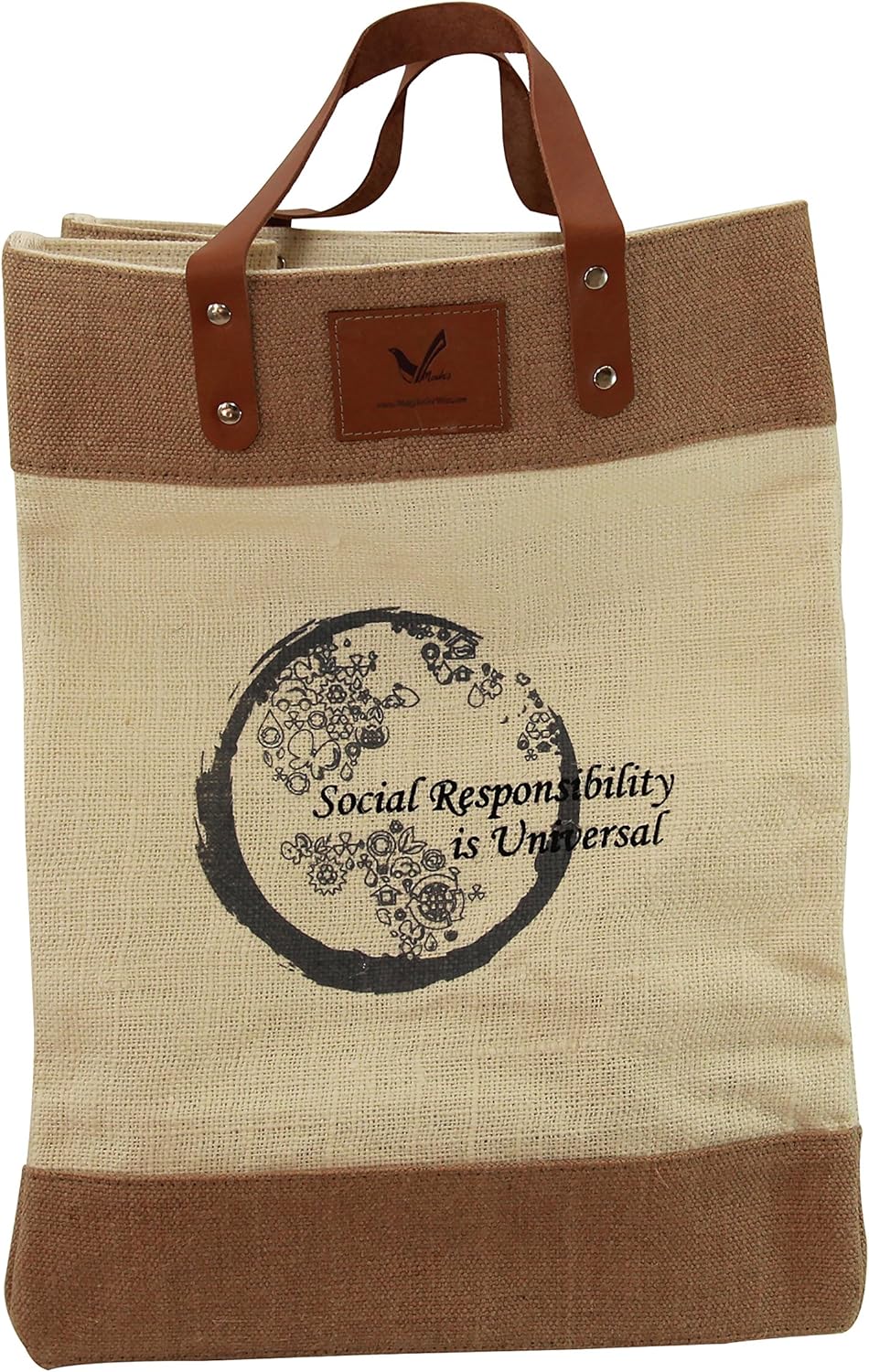 Maks Multi-purpose Shop & Carry Heavy Duty Market Tote Grocery Bag with Leather Handle