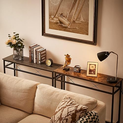 Miniatura 7 de VECELO Sofá estrechoconsola de 39.4 pulgadas con estación de carga y toma de corriente y puertos USB, para entrada, sala de estar, oficina,