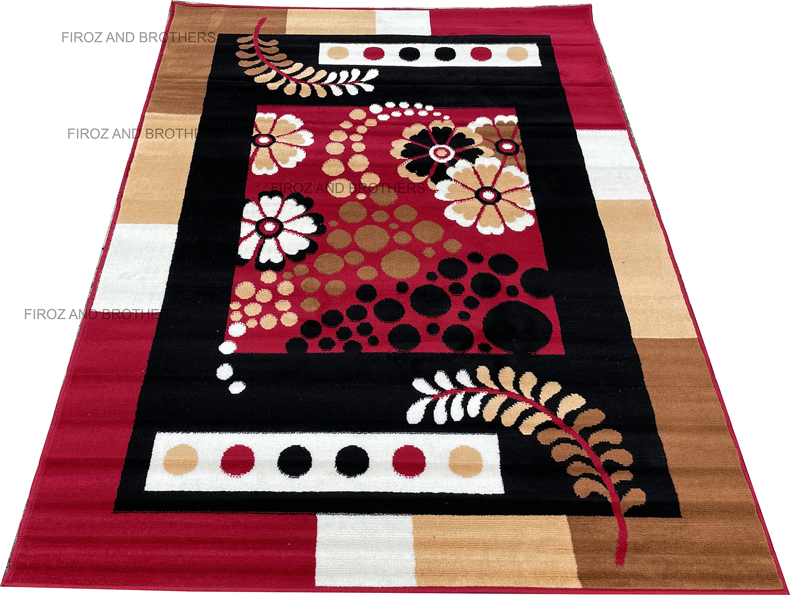 F & B RUGS ; SUPERIOR QUALITY PRODUCTSFiroz and Brothers Super Softness Floral Design Carpet for Living Room (8 x 11 Feet) RED