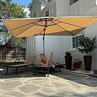 Vista 71 de PURPLE LEAF Sombrilla de Patio de 8 Pies para Exteriores Sombrilla Cantilever Cuadrada de Aluminio Sombrilla Offset con Rotación de 360 Grados