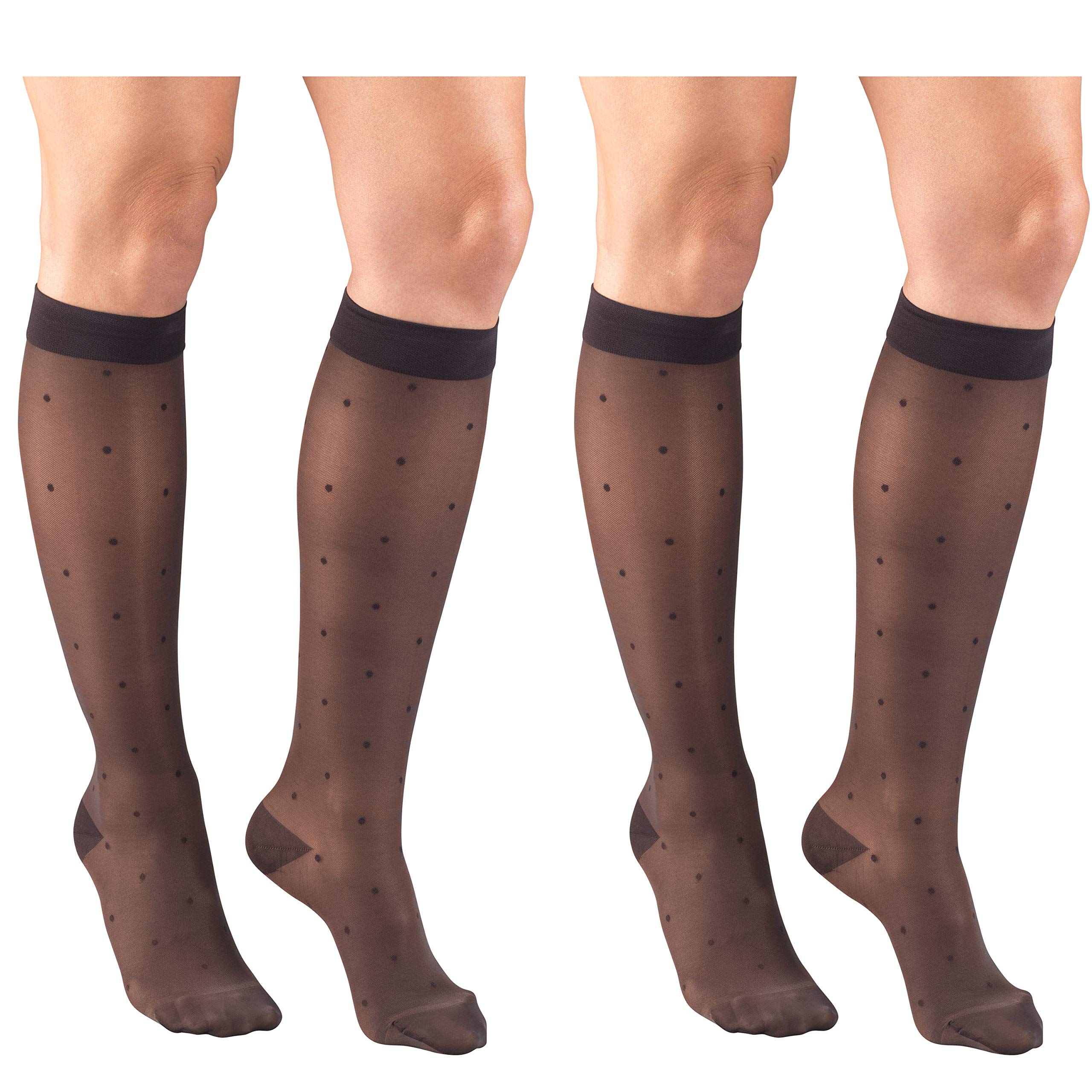 Truform Compression 15-20 mmHg Sheer Knee High Stocking, Charcoal Dot Pattern, Medium (Pack of 2)