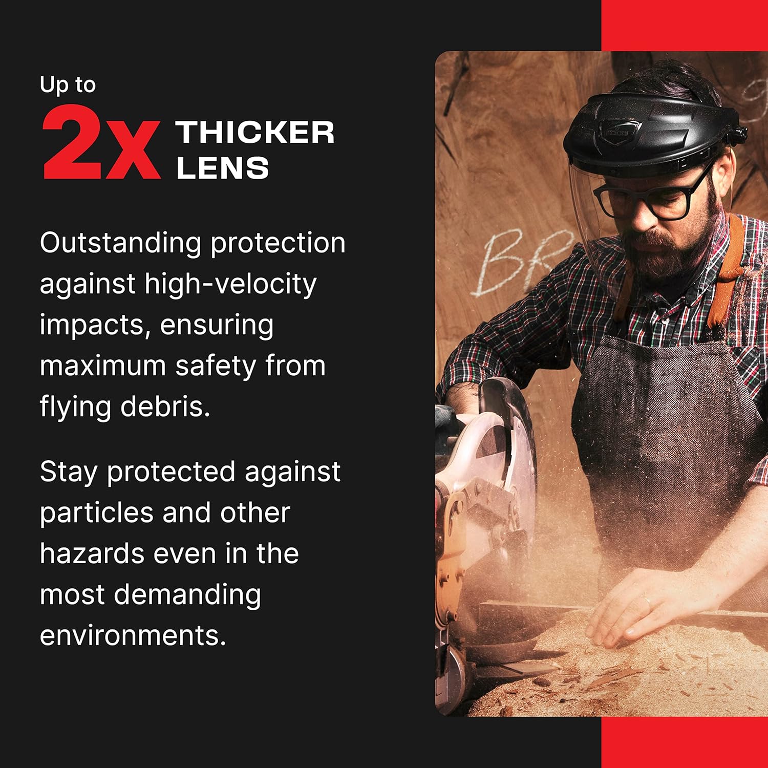 NoCry 2-Pack of Replacement Visors for Heavy Duty Clear Face Shield; Anti-Fog Protective Mask; ANSI Z87.1 Certified; Compatible with Prescription Glasses; Ideal for Woodworking - Image 5