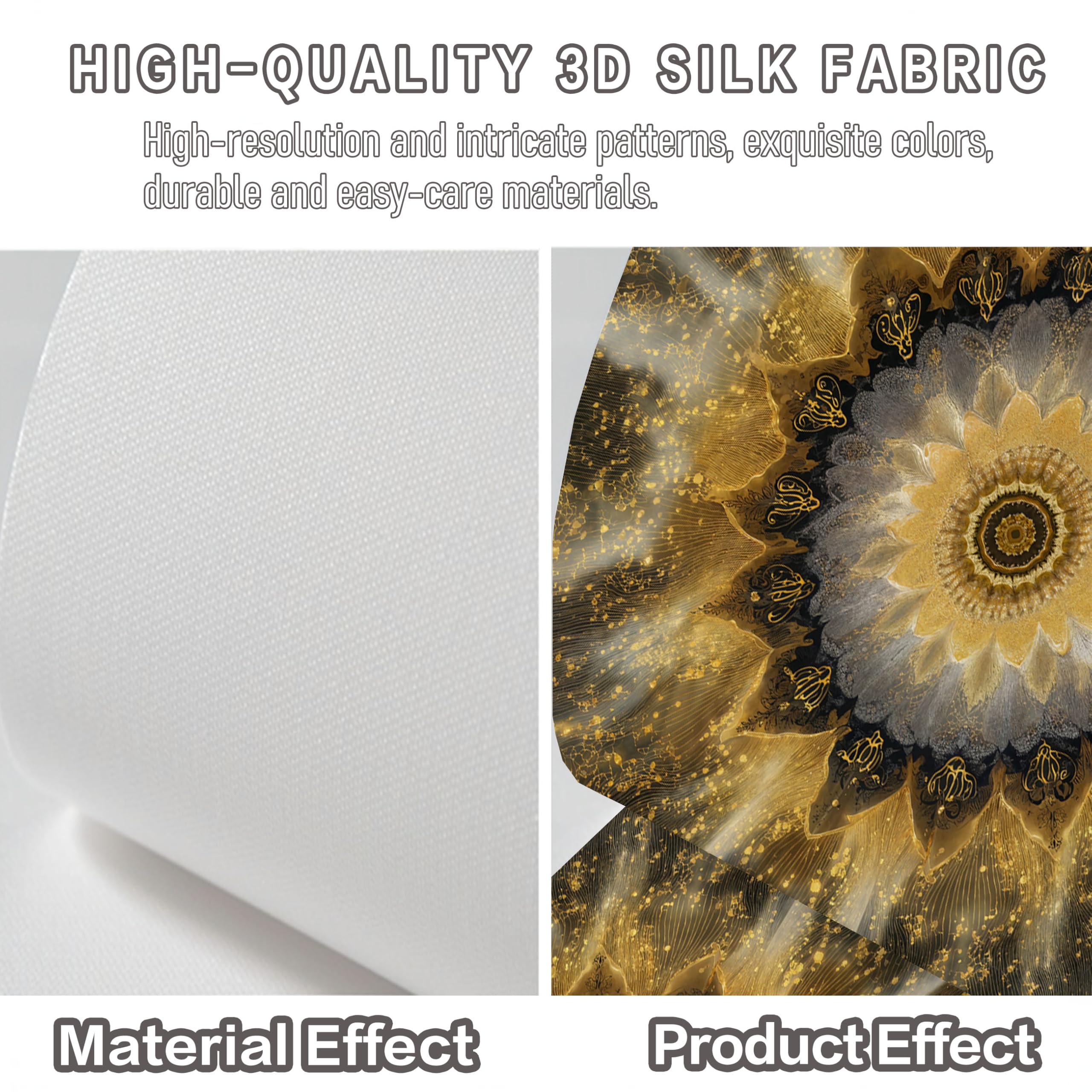 Carta Da Parati Motivo Mandala Dorato 250x175cm Fotomurali in Seta Murale, Decorazione Da Muro Xxl Poster Gigante Design Carta per Pareti Soggiorno Meditazione Ispirata Allo Zen, Oro