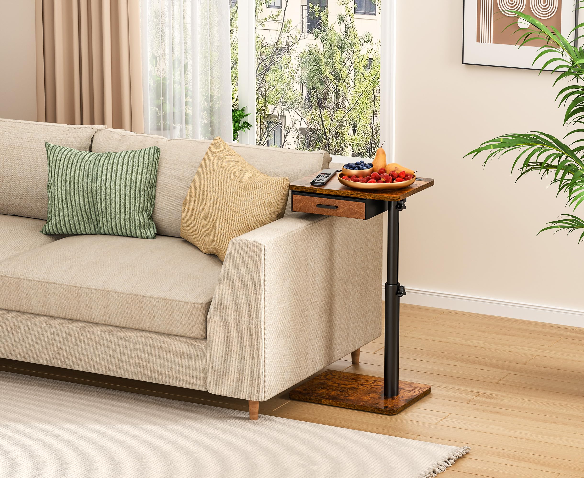 Mesa con bandeja de TV auxiliar con cajón de diseño compacto para salón
