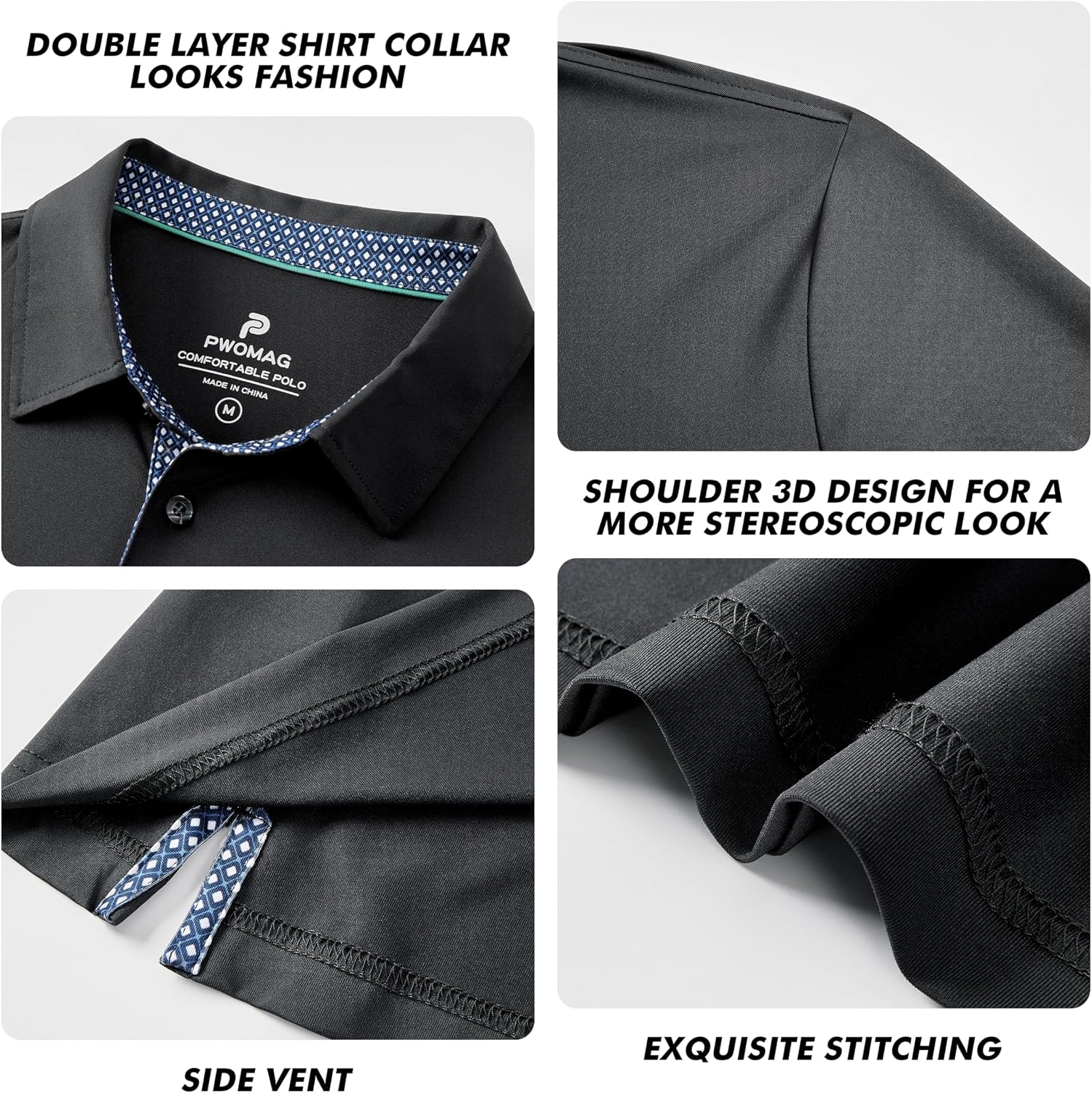Mens Golf Shirt Short Sleeve Moisture Wicking Dry Fit Performance Casual Solid Collared Golf Polo Shirts for Men