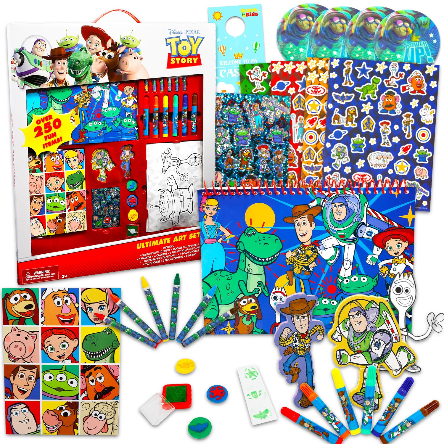 Toy Story Ultimatives Kunst- und Bastelset für Kinder – Bündel mit Disney Notizblock, Markern, Buntstiften, Aufklebern und mehr, Spielzeug-Story-Kunstbedarf-Set für Mädchen, Jungen