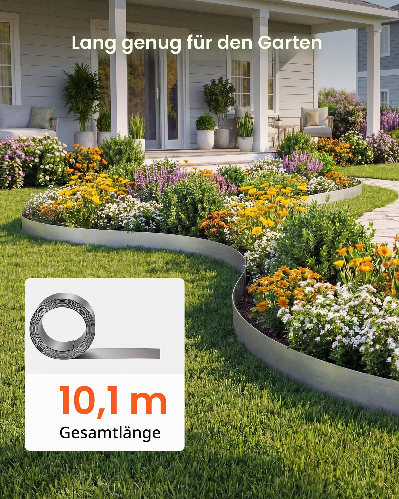 VEVOR Rasenkante Cortenstahl, 10 m x 15 cm Beeteinfassung inkl. Handschuhen, Metall Gartenpalisade, Mähkante, Beetumrandung zur Gartengestaltung, Beetbegrenzung für Blumenbeete & Gartenwege