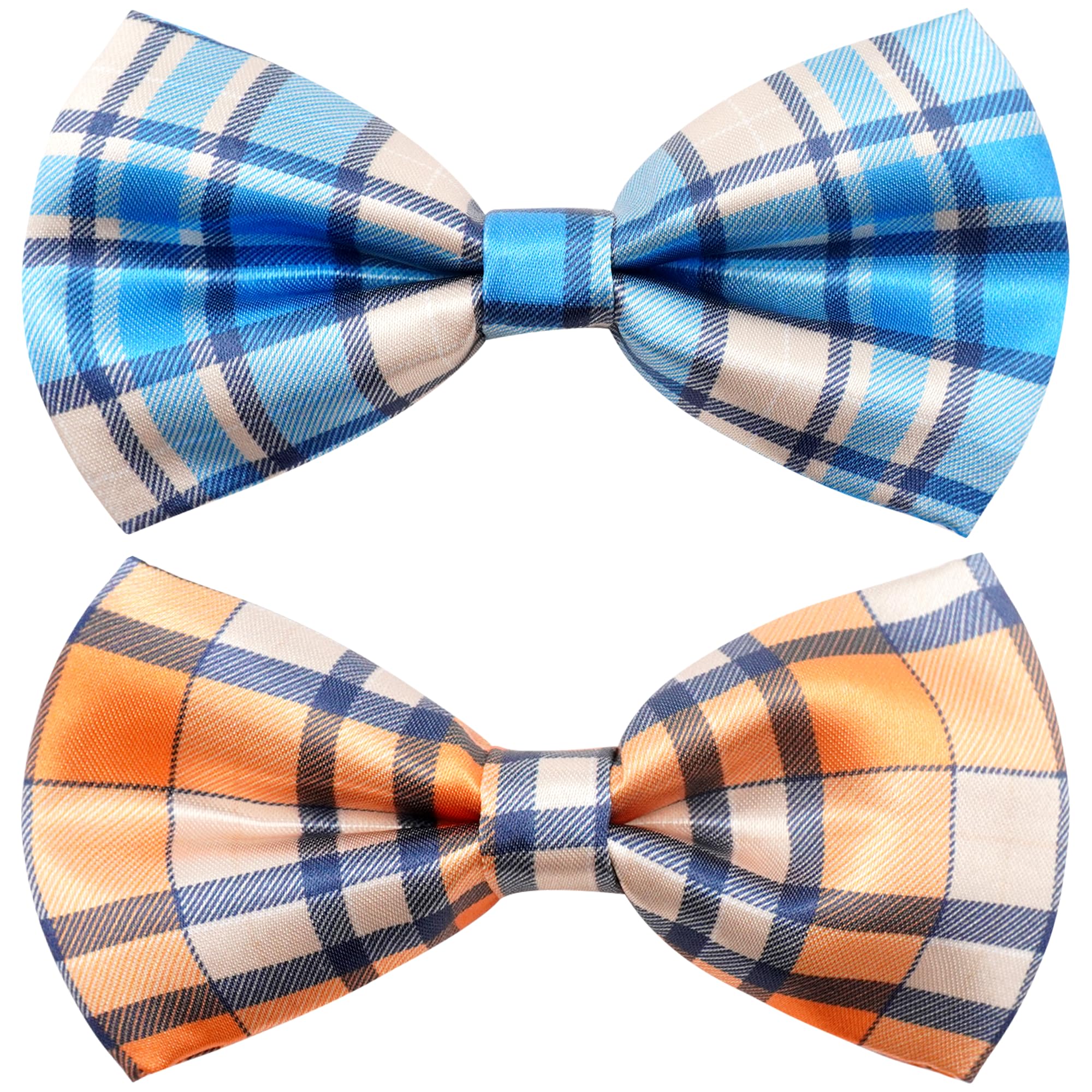 JpGdn 2Pcs/Pack TarTan Dogs Bow Ties Plaid Collar Attachment Slides Charms for Large Breed Neck Bows Adjustable Detachable White Blue Birthday Holiday Party Pet Accessories