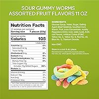 Vista 2 de Sour Gummy Worms Candy - 11 Ounce Pack - Neon Crawlers - Assorted Fruit Flavors - Halloween Candy for Dessert Decorating and Kids' Parties Favor