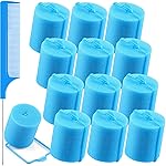 Syhood 12 Pcs Jumbo Foam Sponge Hair Rollers 1.89 Inch Soft Sleeping Curlers Flexible Large Foam Rollers and Rat Tail Comb for Hair Styling(Blue)