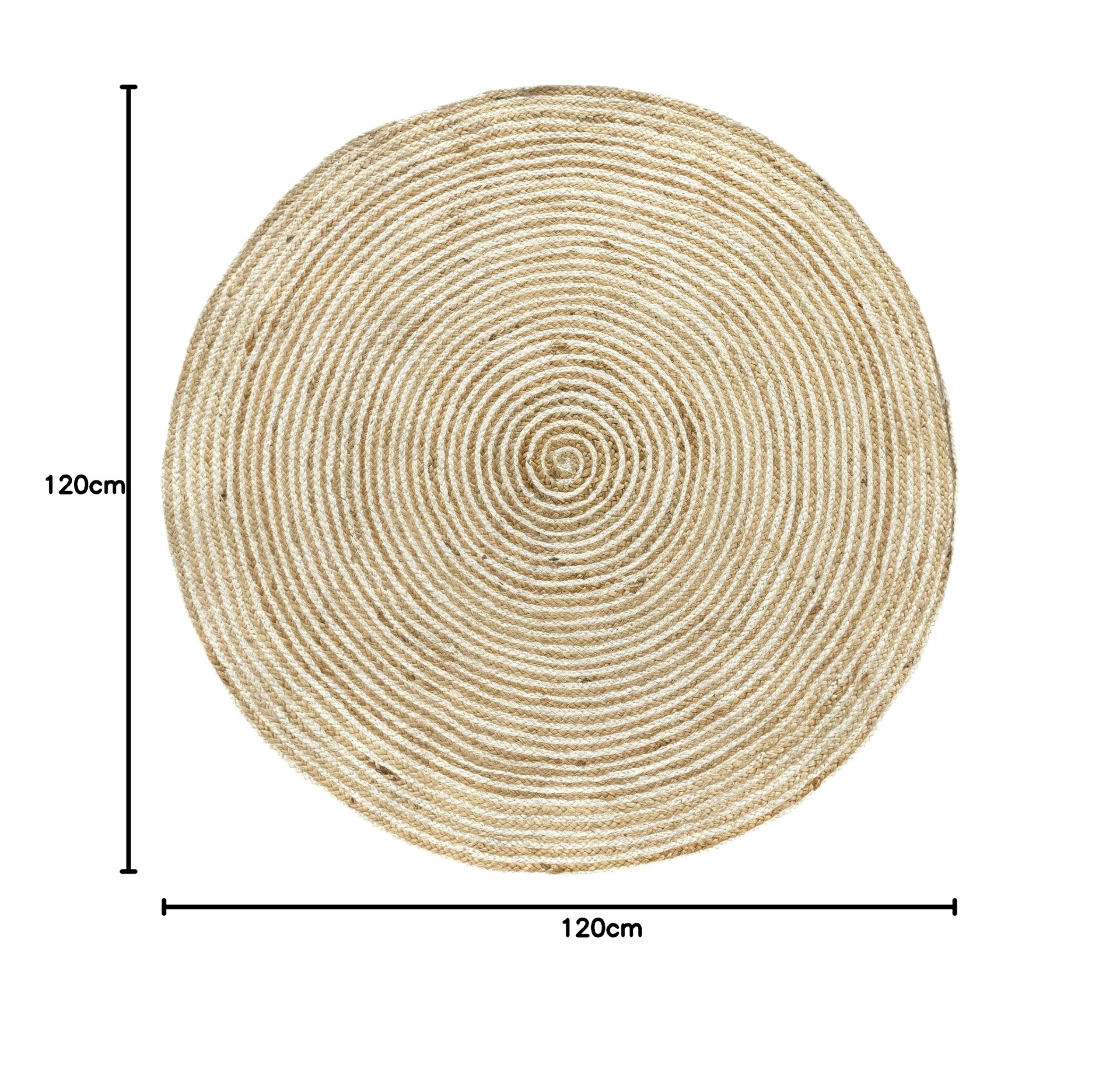 HAMID - Tappeto in Juta Bagdad, 100% Fibra di Iuta Naturale, Tappeto Redonda Morbido, Tappeti Tessuto a Mano, Soggiorno, Camera da Letto, Tappeto Corridoio, Naturale (120x120cm)