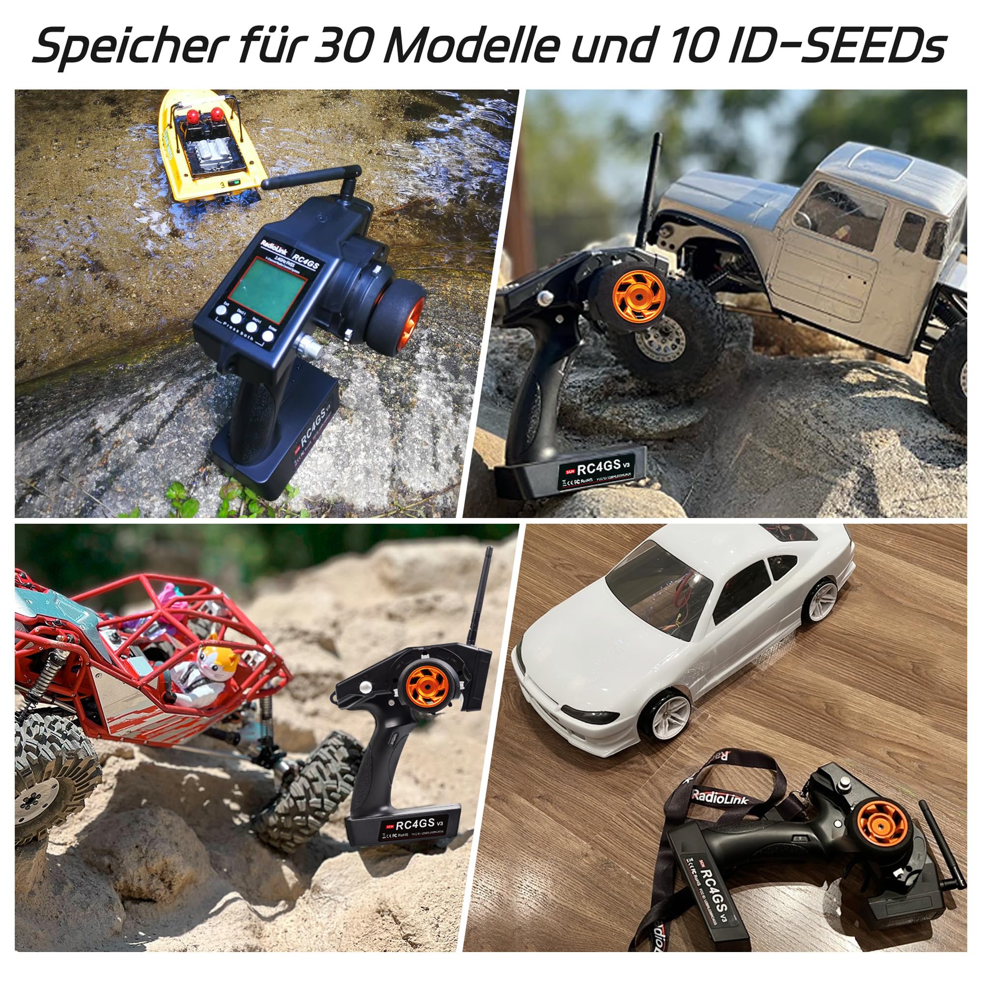 Radiolink RC4GS V3 5 Kanäle 2.4GHz RC Sender mit 2 Stück Empfängern R6FG, Gyro Telemetrie Integriert, Dual Mix Programmierbar für RC Auto Truck Buggy Rennfahrzeug Drifting Crawler RC Boot