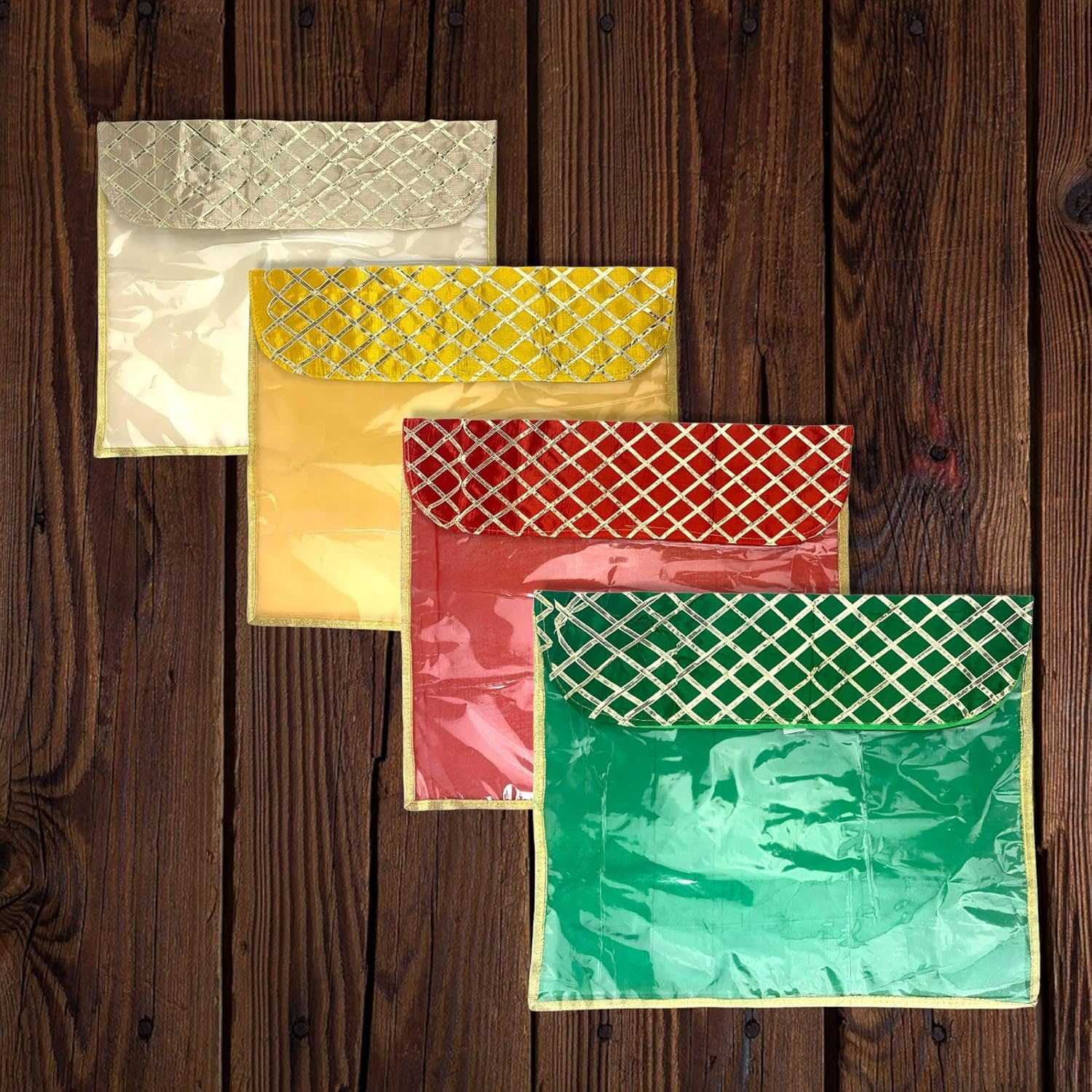 LoveNspire 5 Assorted Gotta Patti Saree Bags Lehnga Cover Clothes Organizer Sari Storage Bag for Wardrobe and Gifting Storage Indian Wedding Favor Cloth Case Birthday