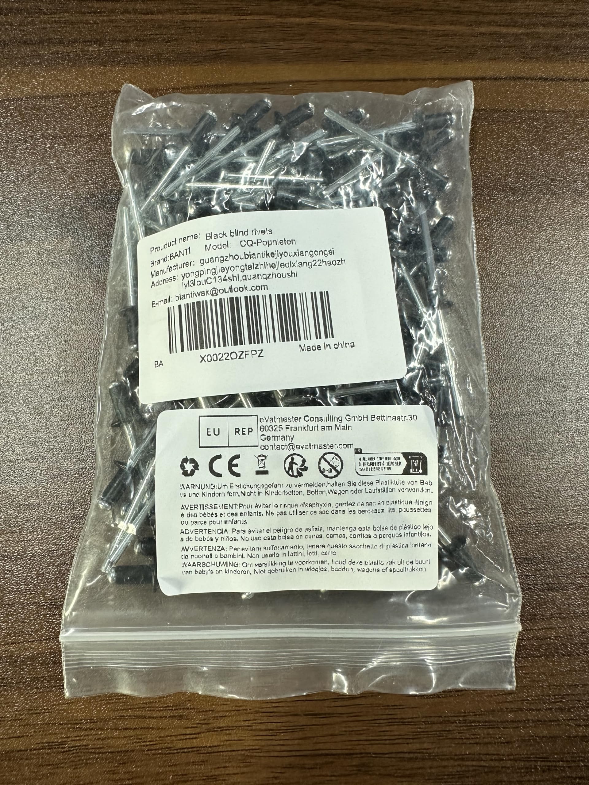 Rivetti Alluminio Neri 4.8x10mm 100 Pezzi Rivetti Pop Ciechi Acciaio Inox per Pistola a Testa Bombata