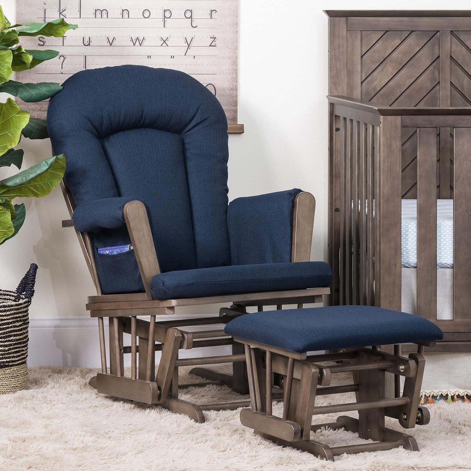 navy glider and ottoman set