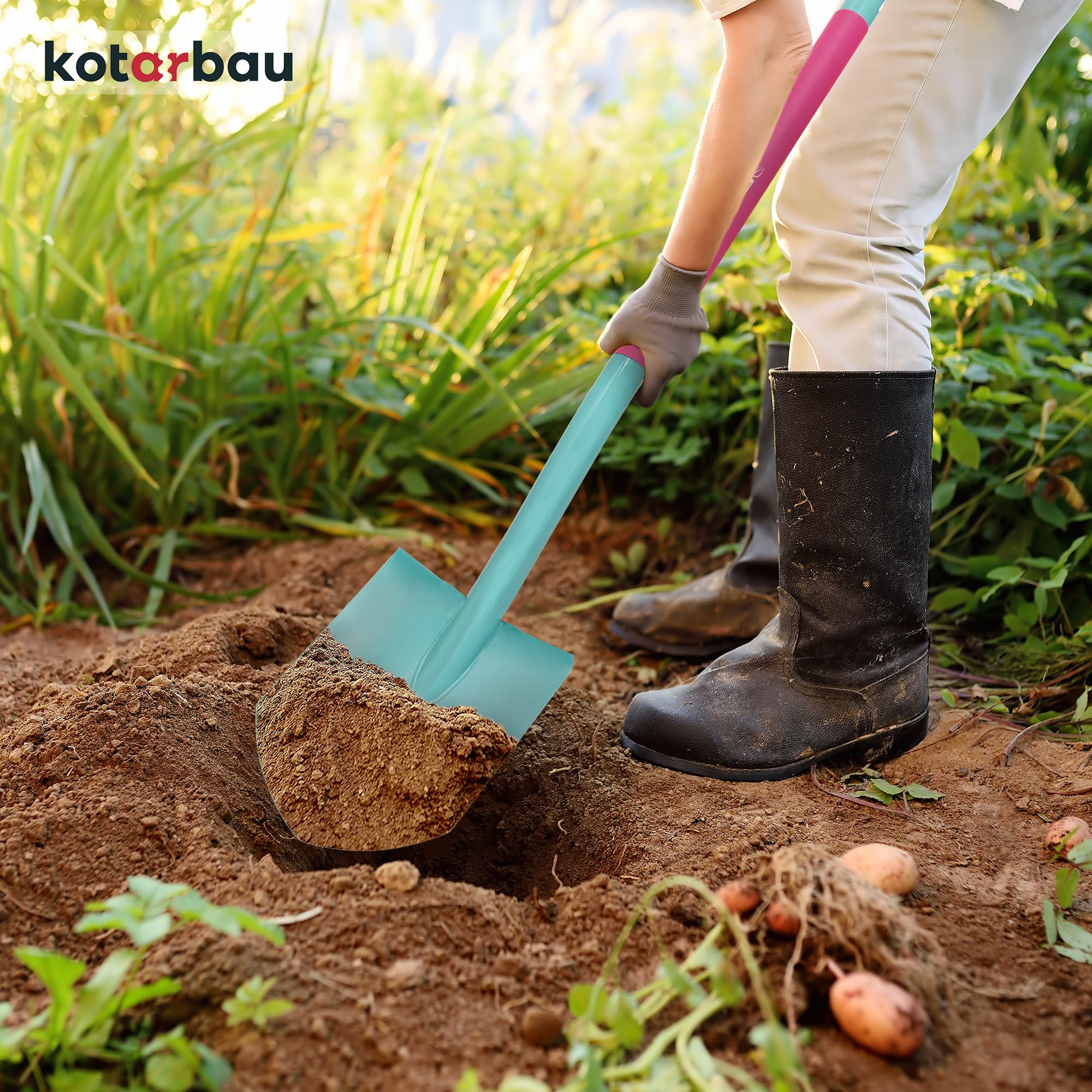 KOTARBAU® Zestaw narzędzi ogrodowych dla kobiet, motyka, łopata, grabie, rękawice