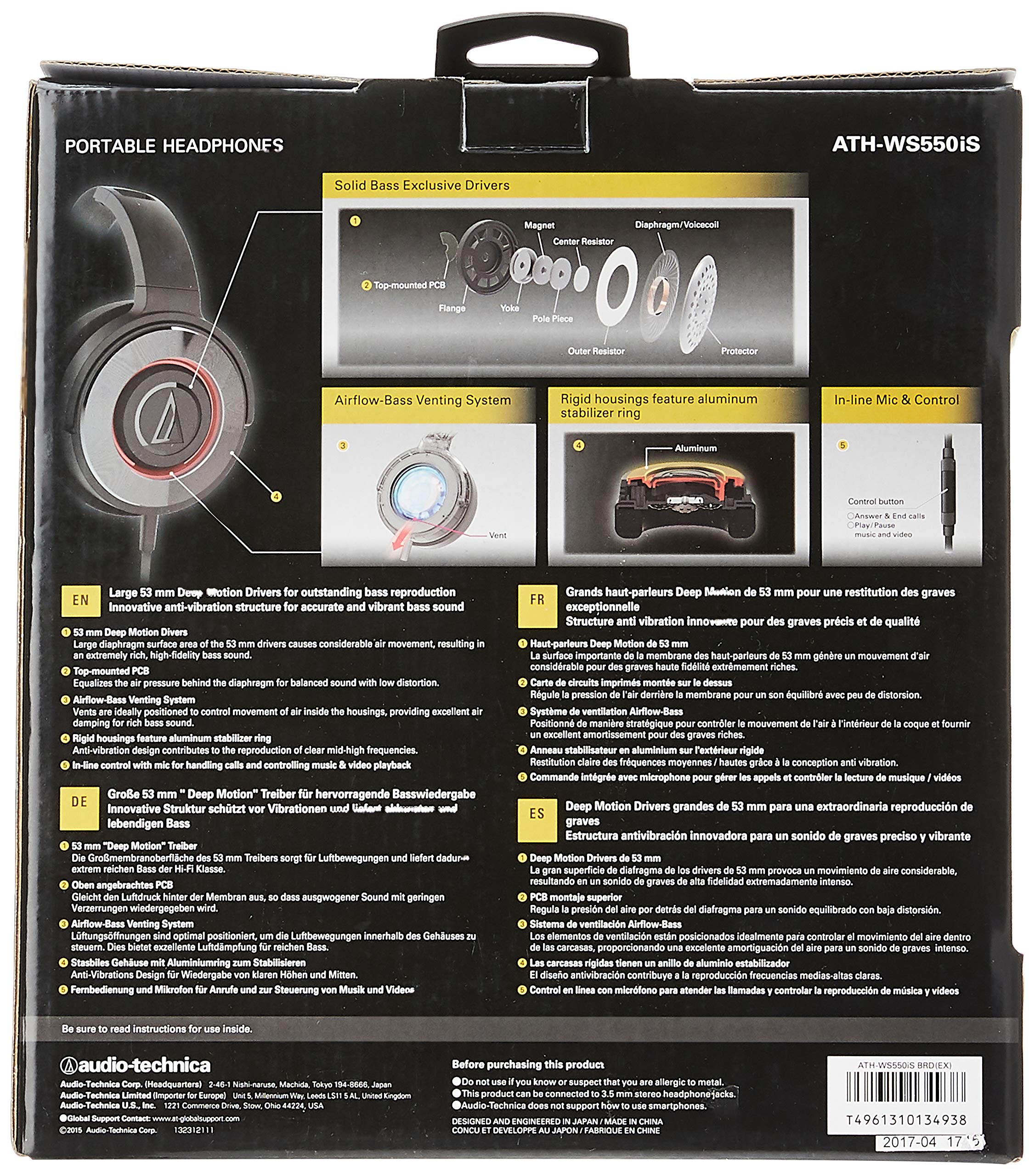 Audio-Technica ATH-WS550 iS BRD Solid 
