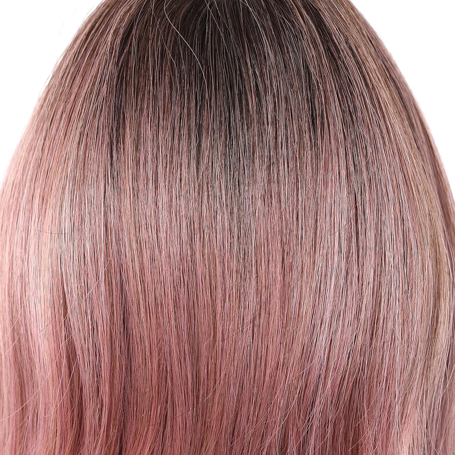 Ombre Pink Wigs with Bangs for Women, Natural Wavy Curly Hair Woman Heat Resistant Synthetic Wig 22 Inch Long Wig for Women's Cosplay Costume Party Daily Use