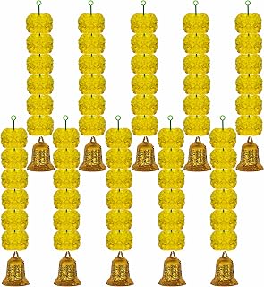 iHandikart Artificial Yellow Super Mini Flower Garland Set Traditional Festive Door Hanging for Mandir, Pooja & Home Decor... Price In India
