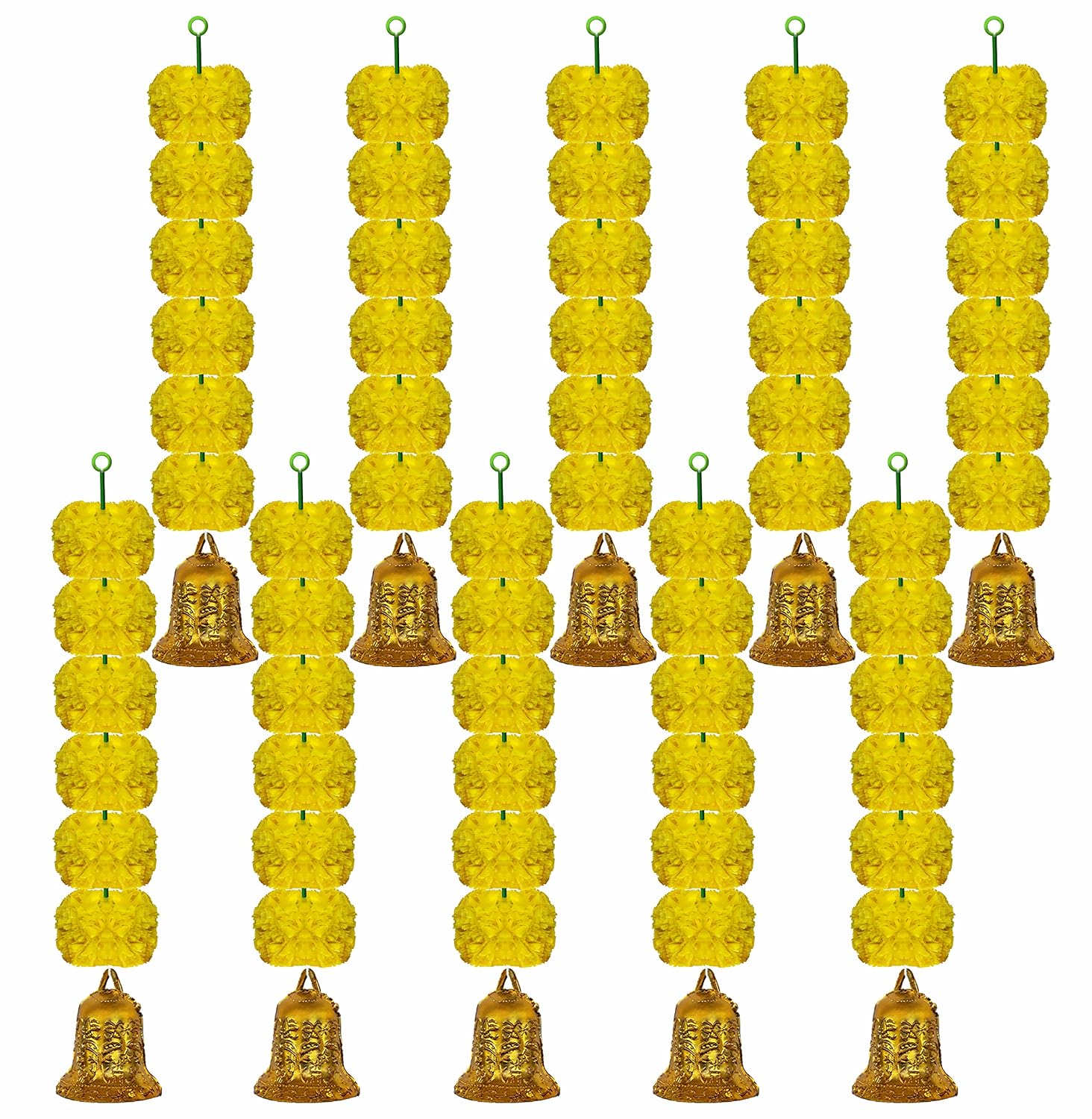 iHandikart Artificial Yellow Super Mini Flower Garland Set Traditional Festive Door Hanging for Mandir, Pooja & Home Decor...
