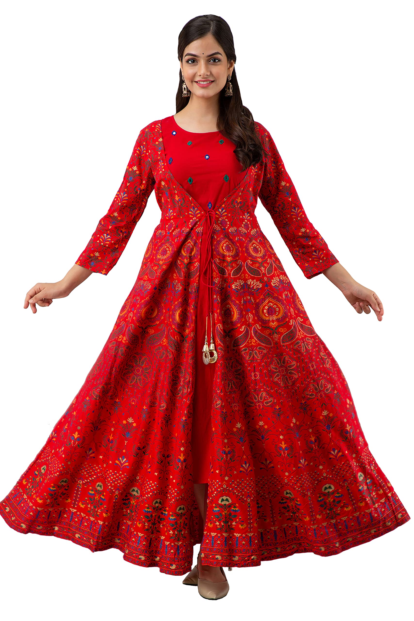 Women's Rayon Printed Long Flared Anarkali Gown