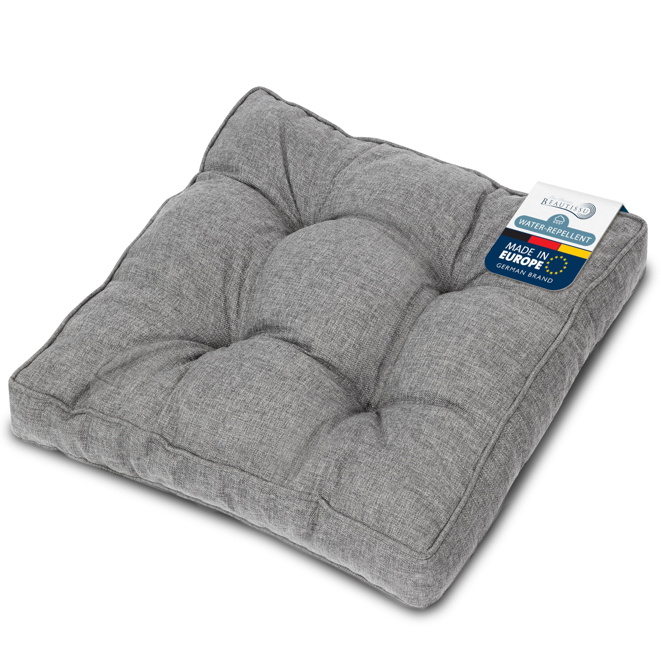 Beautissu Comfortable Outdoor Seat Lounge Cushion 60x60 cm – 10 cm thick – Cover Dirt & Water Repellent Garden Chair Cushions Seat Pads Furniture Chairs Rattan Patio Light Grey – BeauFlair — image 1