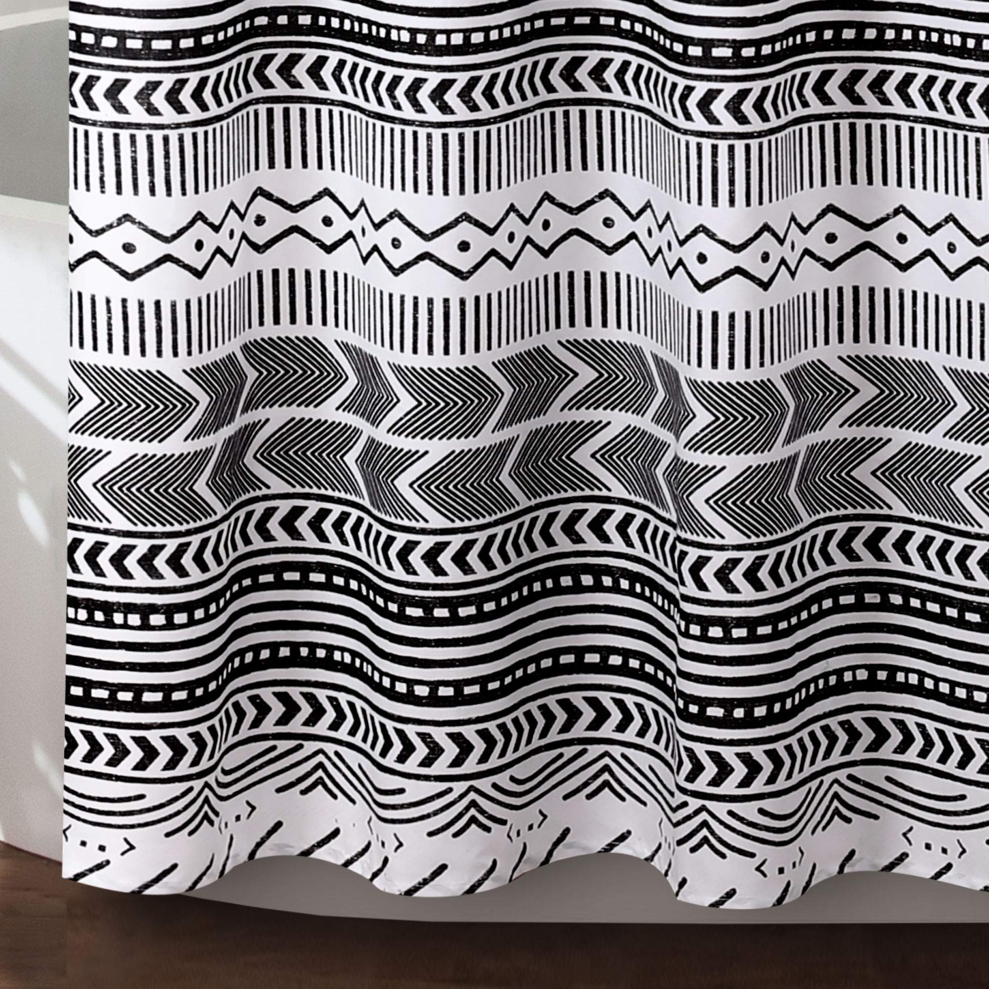 Lush Decor Hygge Geo Shower Curtain, 72" x 72", Black and White, Black & White, W 72" x L 72" (1 Panels) - Image 4