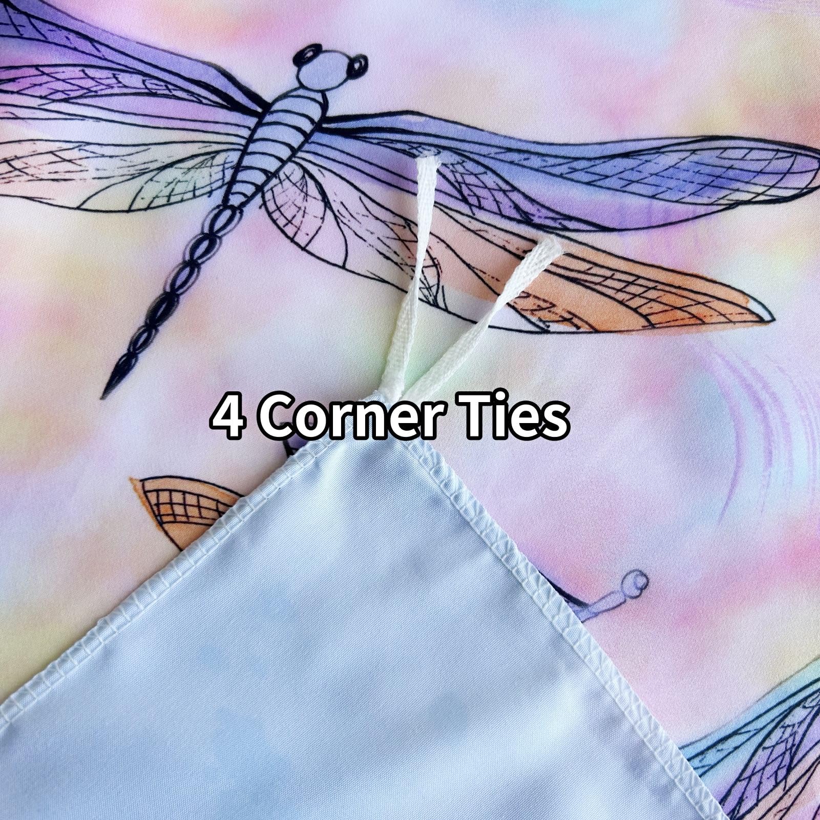 ANHOPE Watercolor Duvet Cover Set Soft Comforter Cover Dragonfly Butterfly Print Pattern 3 Piece Bedding Set including Pillowcase All Season Quilt Cover with Zipper for Kids Adults Double Size - Image 4