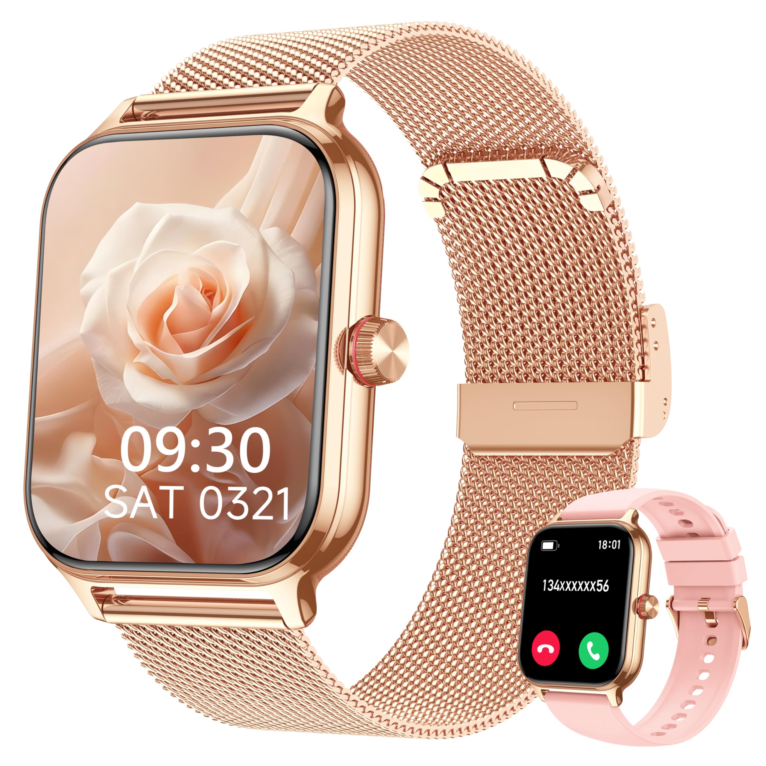 LODIMEKE Smartwatch Pressione Sanguigna e Chiamate, 1.96" Orologio Uomo Donna Fitness con Cardio Contapassi Sonno, 100+ Modalità Sportive, Sveglia e Calcolatrice, AI Assistente, Regalo per iOS Android