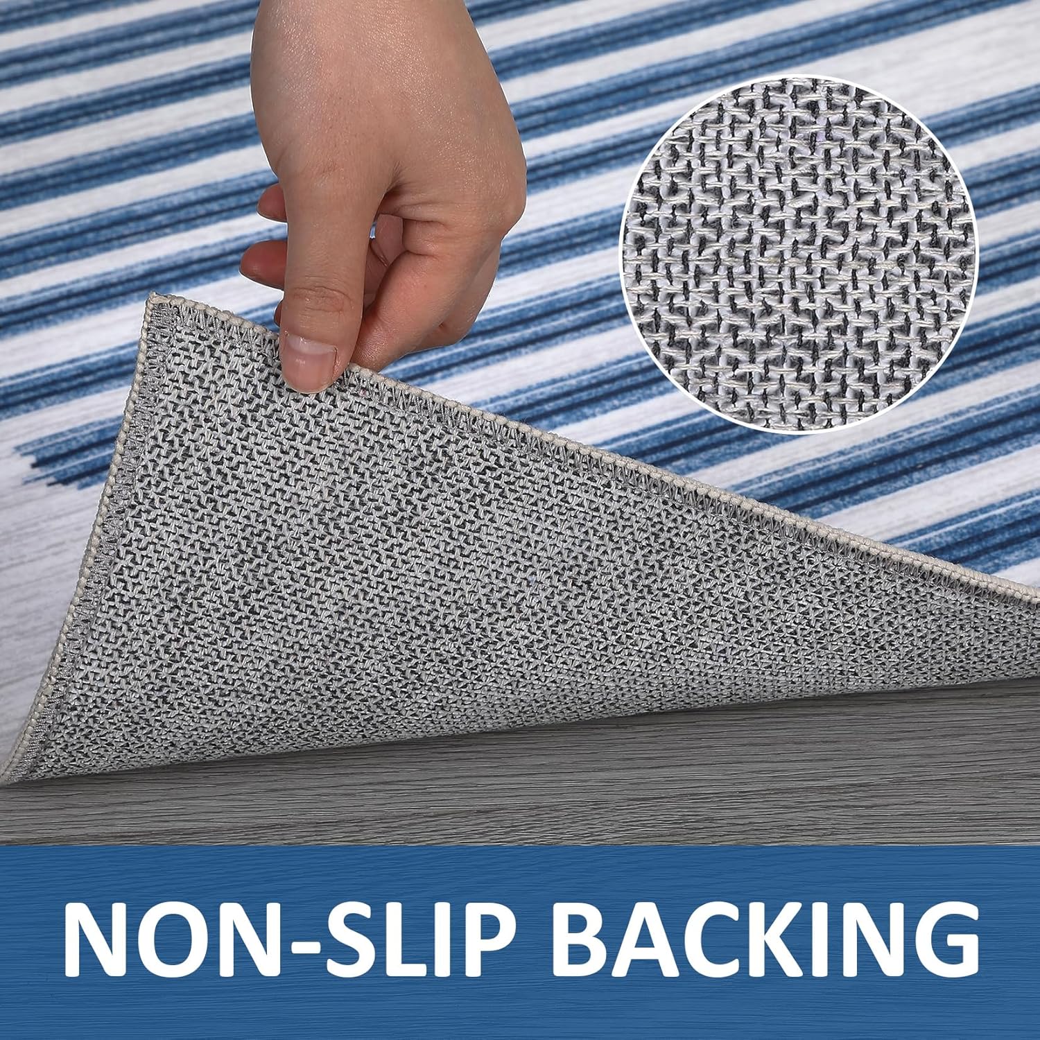 JOLENE.K 8x10 Rug Washable Rugs for Bedroom Modern Geometric Carpet Boho Rug for Living Room Rug Office Rug Neutral Rug Moroccan Rug Contemporary Floor Cover Line Pattren Rug 8x10 Area Rugs Blue