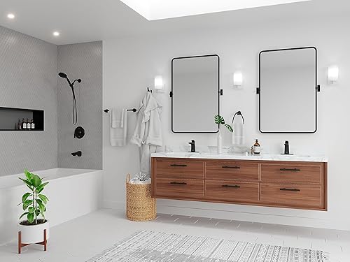 Miniatura 4 de Pfister Karci BTBKA3B - Juego de accesorios de baño de 3 piezas con toallero, anillo para toalla y soporte para papel higiénico, montaje en pared,