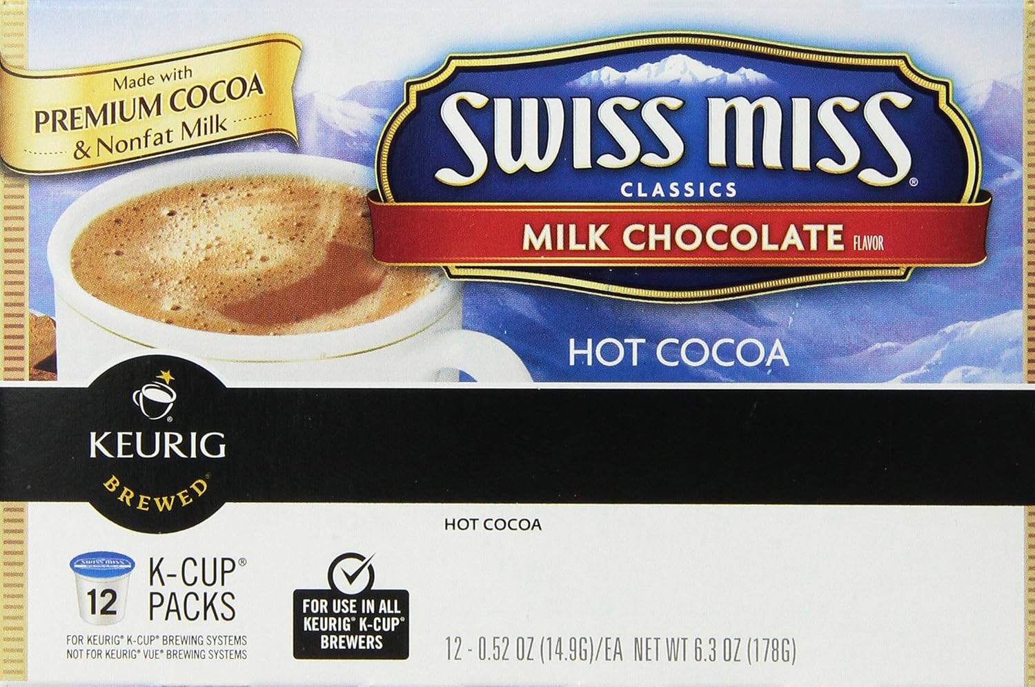 Swiss Miss Milk Chocolate Hot Cocoa, Keurig Single-Serve K-Cup Pods, 12 ct