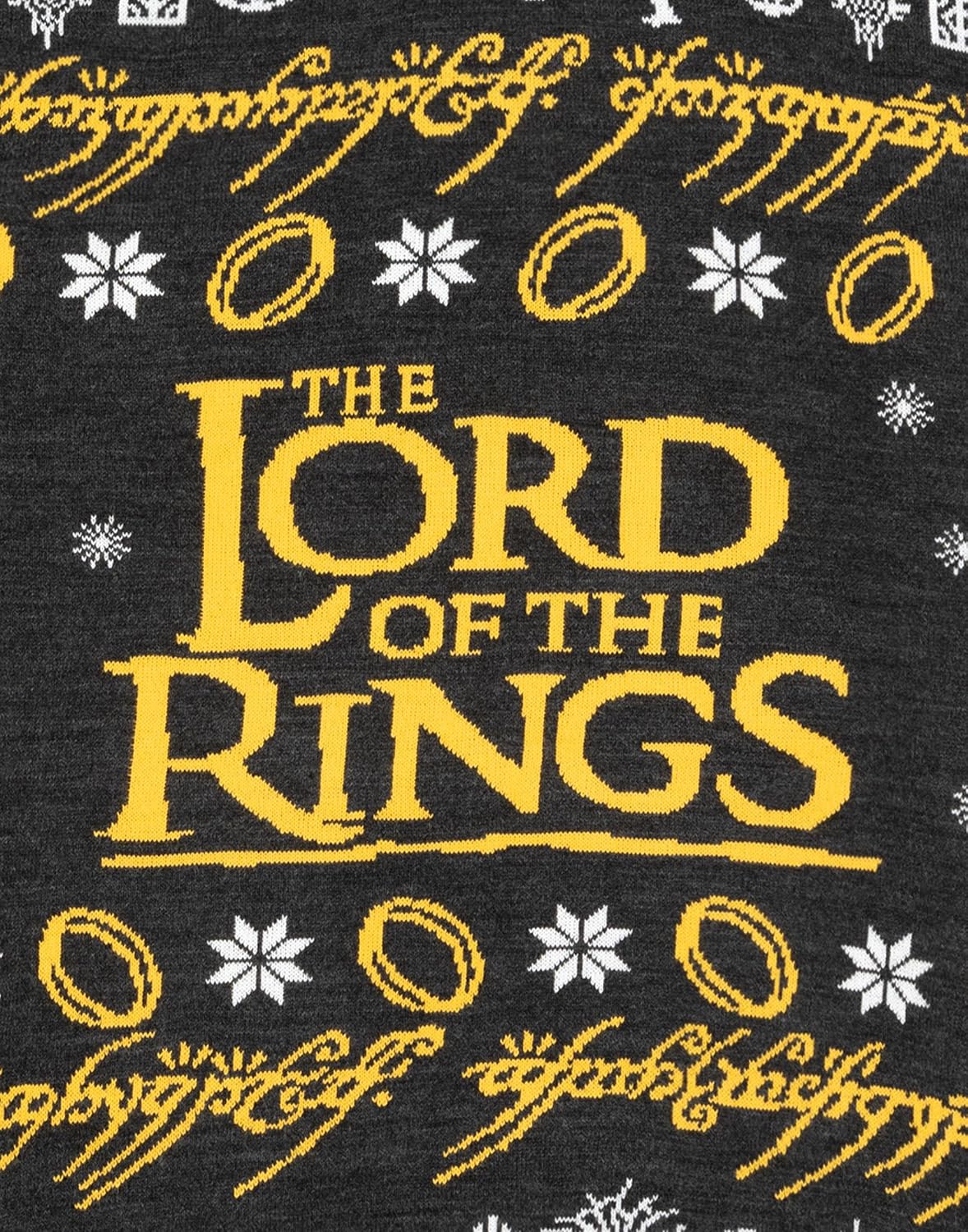 The Lord Of The Rings Adults Christmas Jumper Mens Logo Black Knitted Sweater