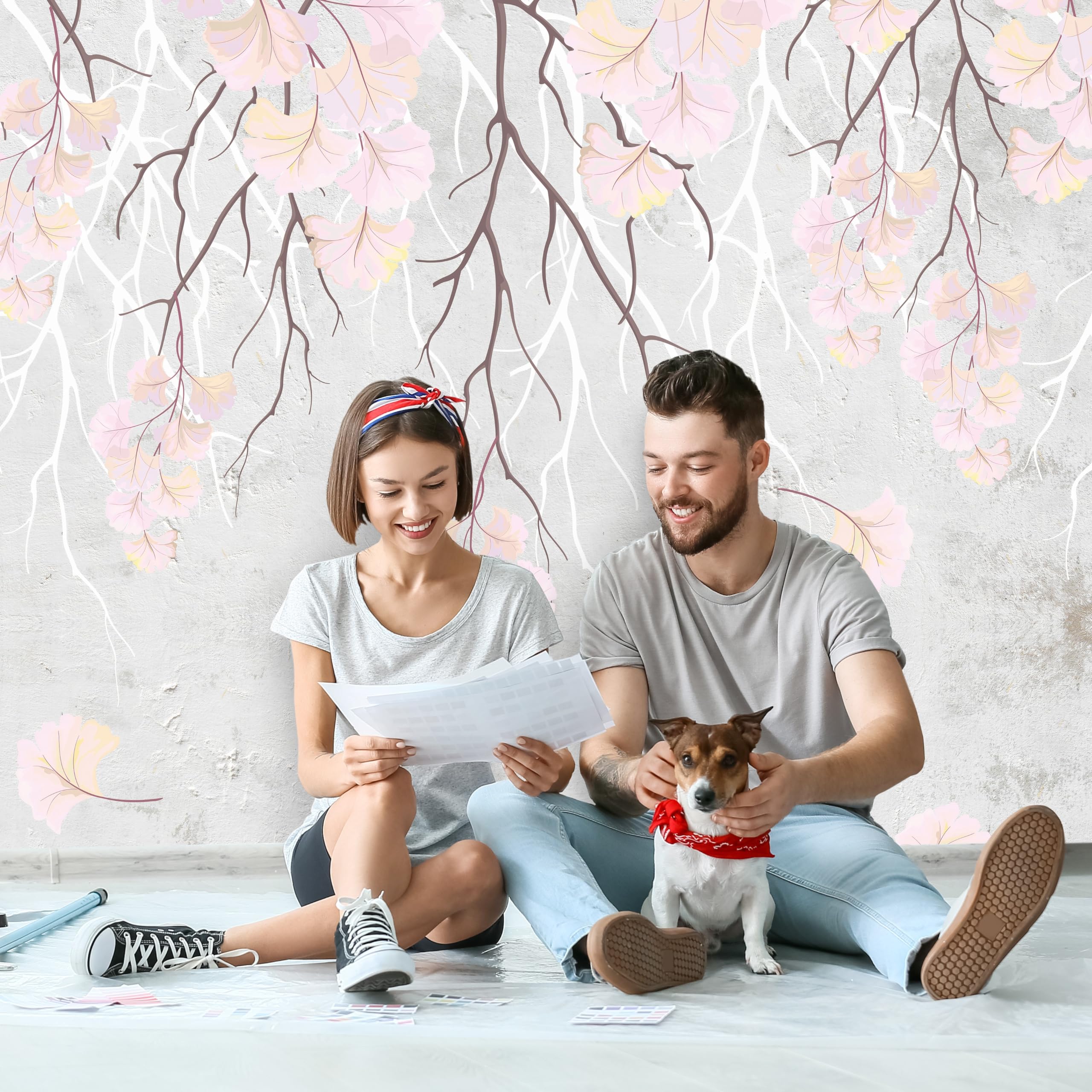 Papier Peint Panoramique Papier Peint Intissé 3D Floral Abstrait Pastell  Rose 368x254 Cm Moderne Fleurs Chambre Salon Colle Papier Peint, image size:2560x2560