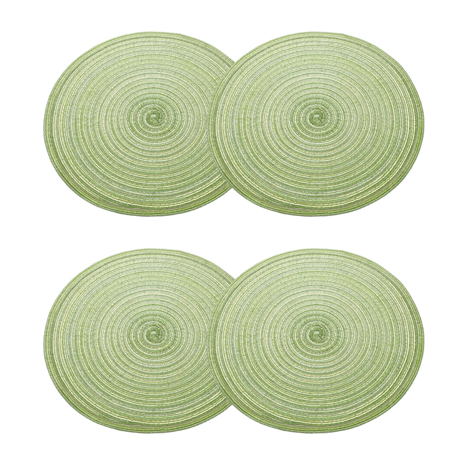 sourcing map 4pcs Round Braided Placemats 15" Non-Slip Round Table Mats for Dining Tables Washable Heat Insulation Woven Placemats Indoor Outdoor for Family Holiday Dinner, Green