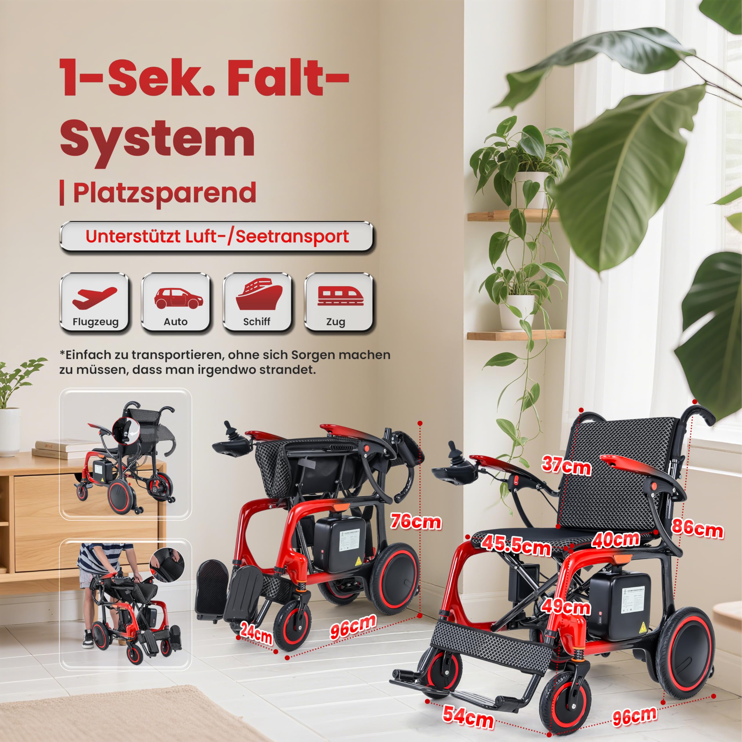 Silla de ruedas eléctrica plegable, solo pesa 13 kg, 2 pilas de 12 Ah, silla de ruedas eléctrica, 45 km de alcance, silla de ruedas de fibra de carbono de alta calidad, con cojín de asiento