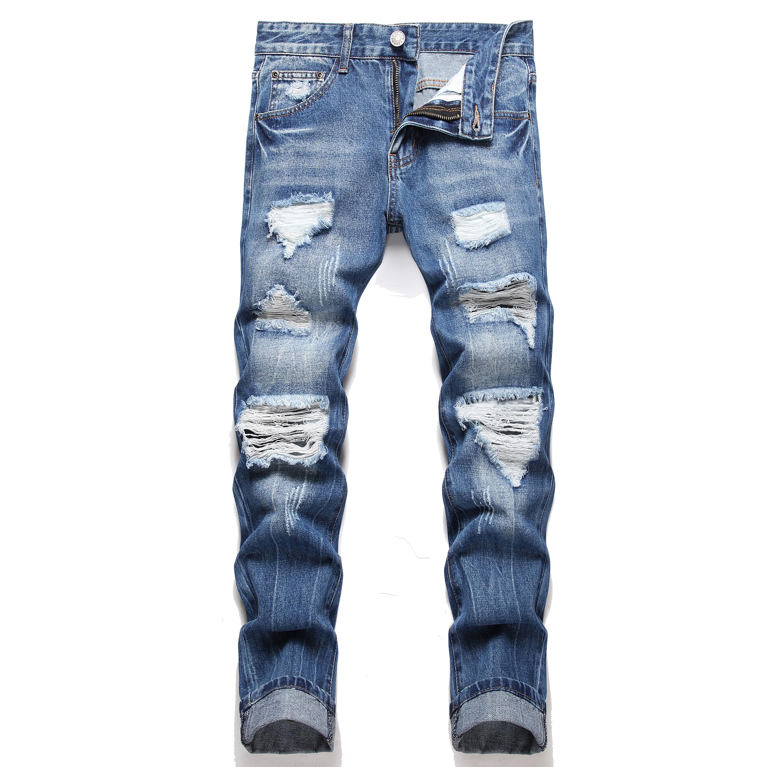 AITITIA Men's Ripped Regular Fit Jeans