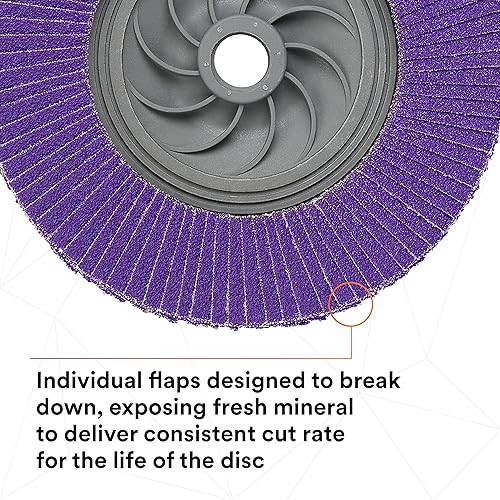 Miniatura 66 de 3M Disco de solapa 769F, tipo 27, 80+, 4-1/2 in x 7/8 in, abrasivo de alto rendimiento, disco de pulido y acabado de grano de precisión de cerámica