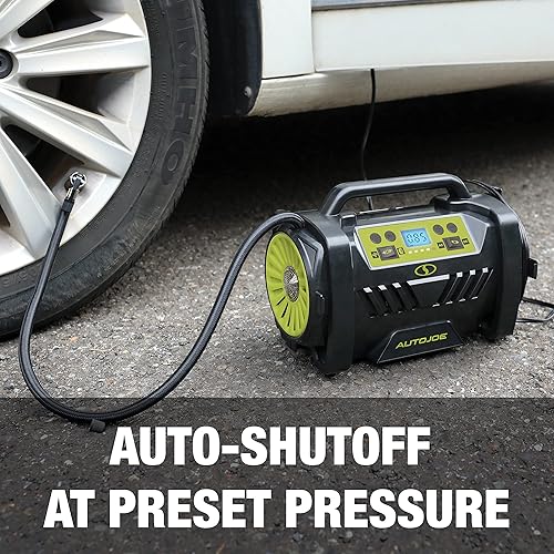 Miniatura 6 de Auto Joe ATJ-AIR1-HYB-P2 Hybrid 12 voltios110 voltios AC infladordesinflador de neumáticos de alto volumen con manómetro digital adaptador de