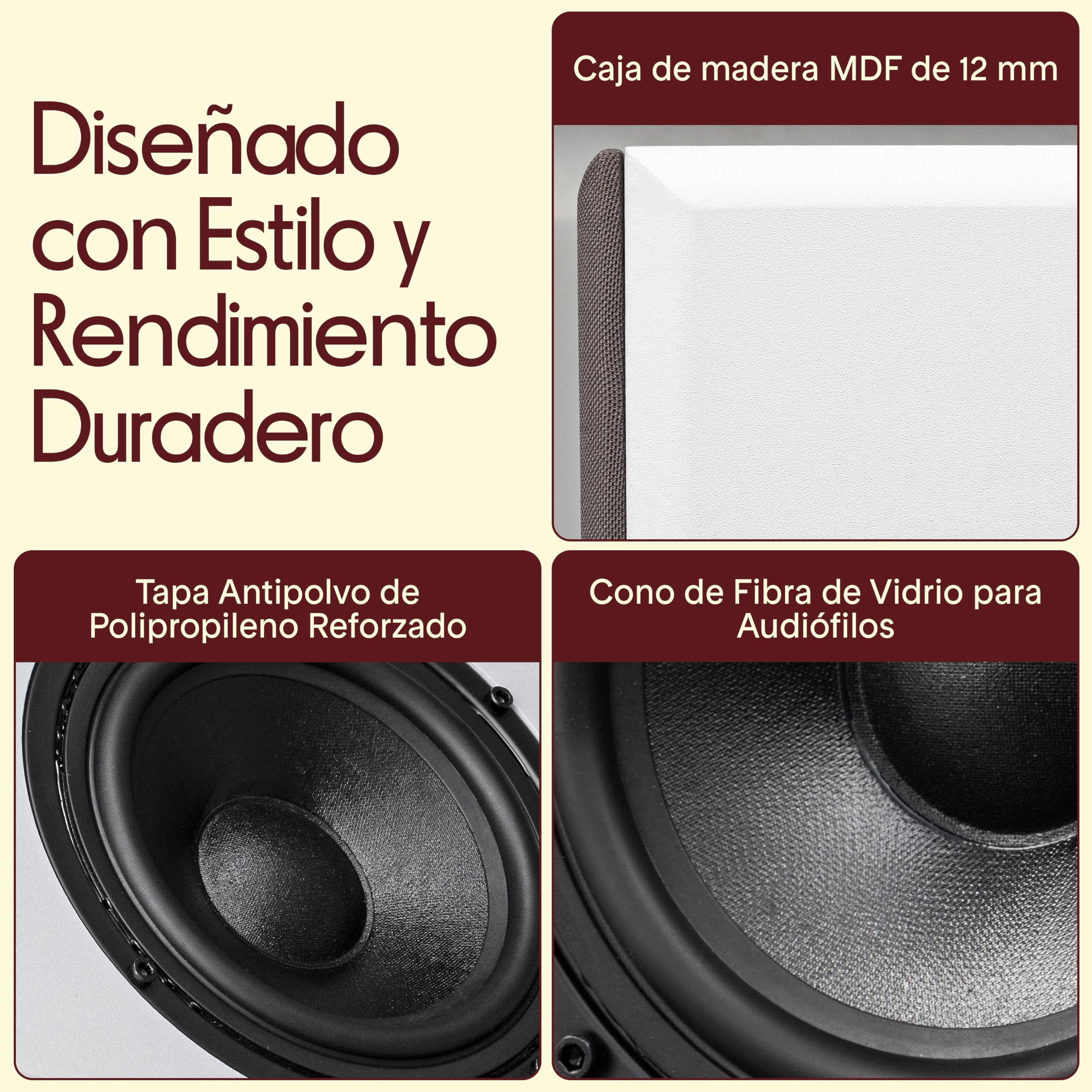 Pyle Paire de Haut-parleurs d'étagère filaires avec Supports de Montage Mural, Home cinéma HiFi bidirectionnel avec cône en Papier, Tweeter à dôme Souple, Design Compact, 29,2 x 19,1 x 24,1 cm, Blanc