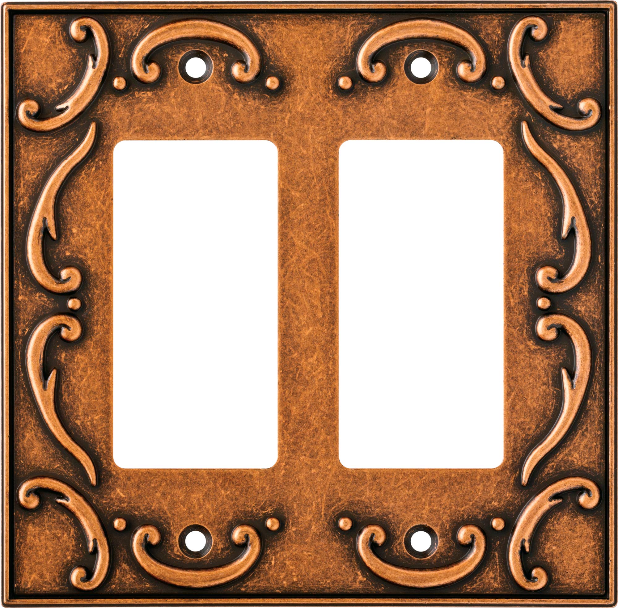 BRAINERD 64260 French Lace Double Decorator Wall Plate / Switch Plate / Cover, Sponged Copper